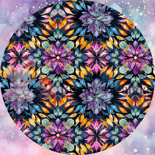 Water Colour Dark Mandala FABRIC & KNITS